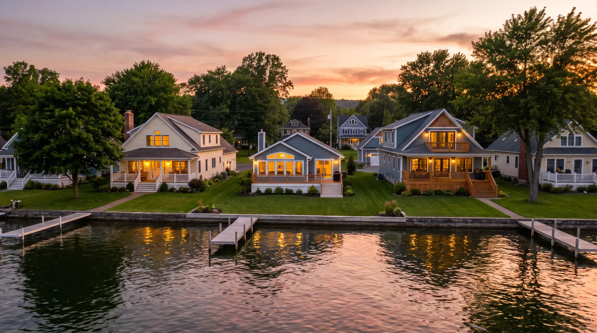 Illustrative waterfront vacation home considered for a rental review