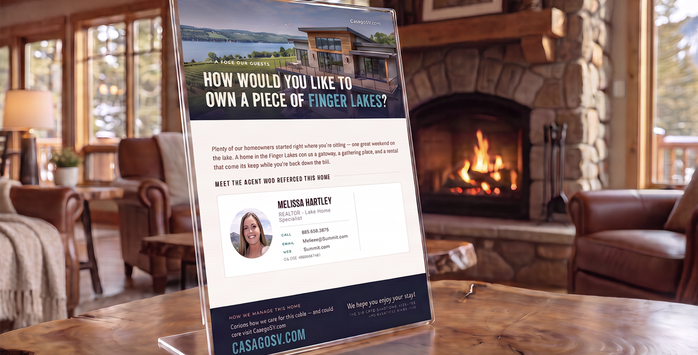 In-home marketing collateral featuring the referring agent